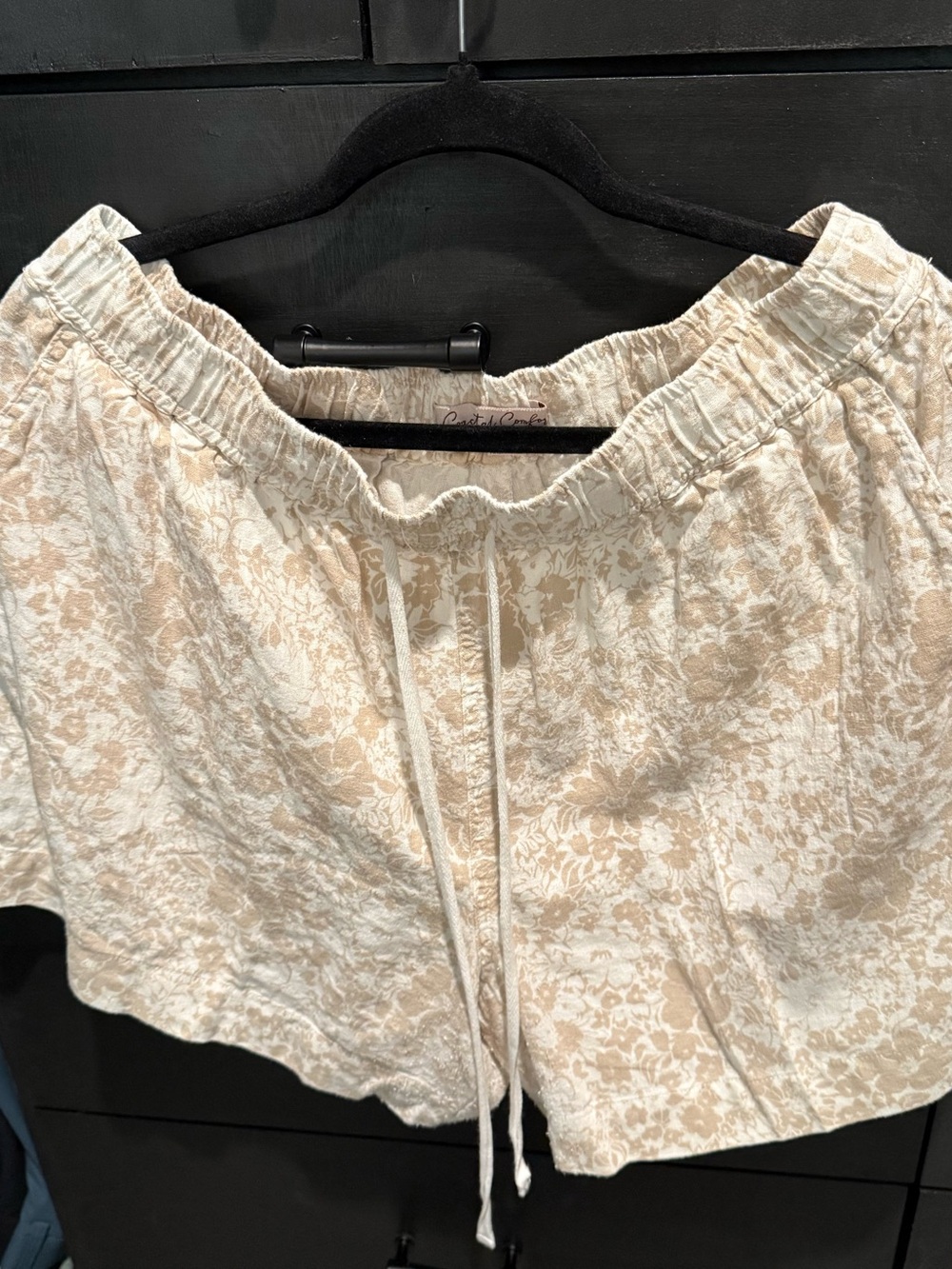 Cream Floral Drawstring Shorts